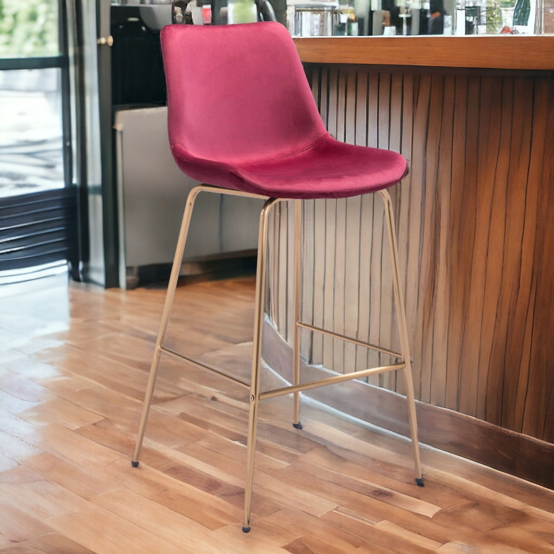 31" Red And Copper Steel Low Back Bar Height Bar Chair Image 2