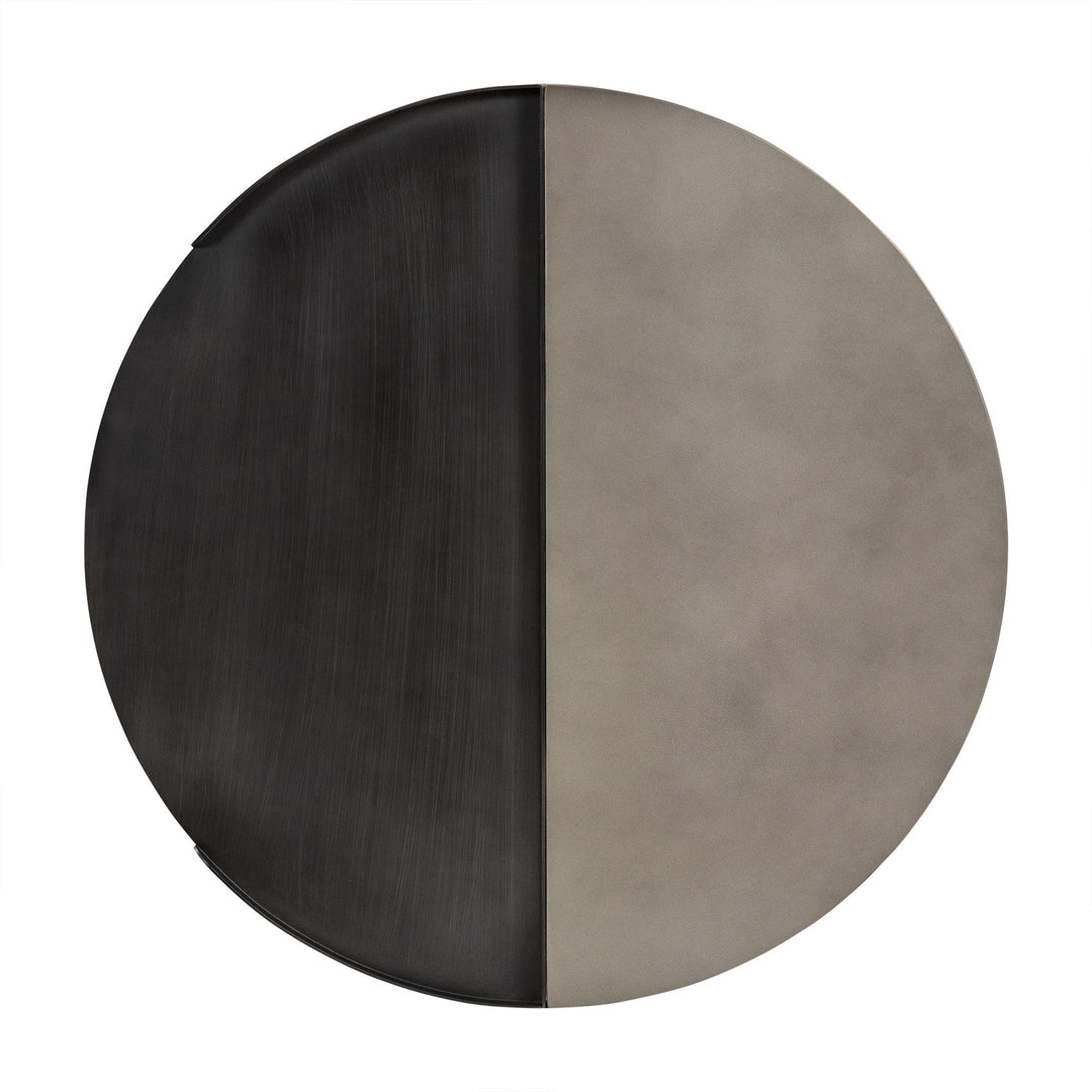 32" Black and Gray And Black Concrete And Metal Round Coffee Table Image 5