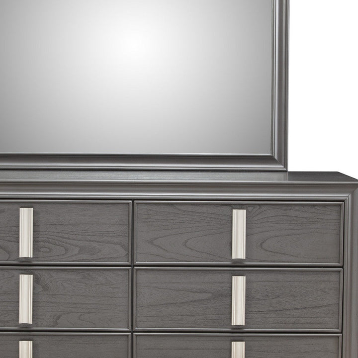 62" Dark Gray Solid Wood Six Drawer Double Dresser Image 4