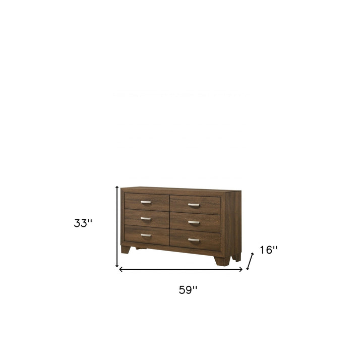 59" Brown Solid and Manufactured Wood Six Drawer Double Dresser Image 2