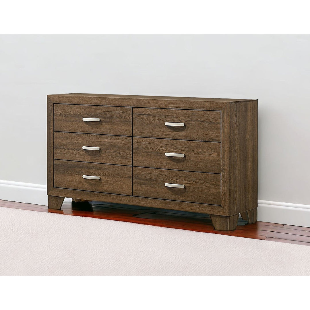 59" Brown Solid and Manufactured Wood Six Drawer Double Dresser Image 6