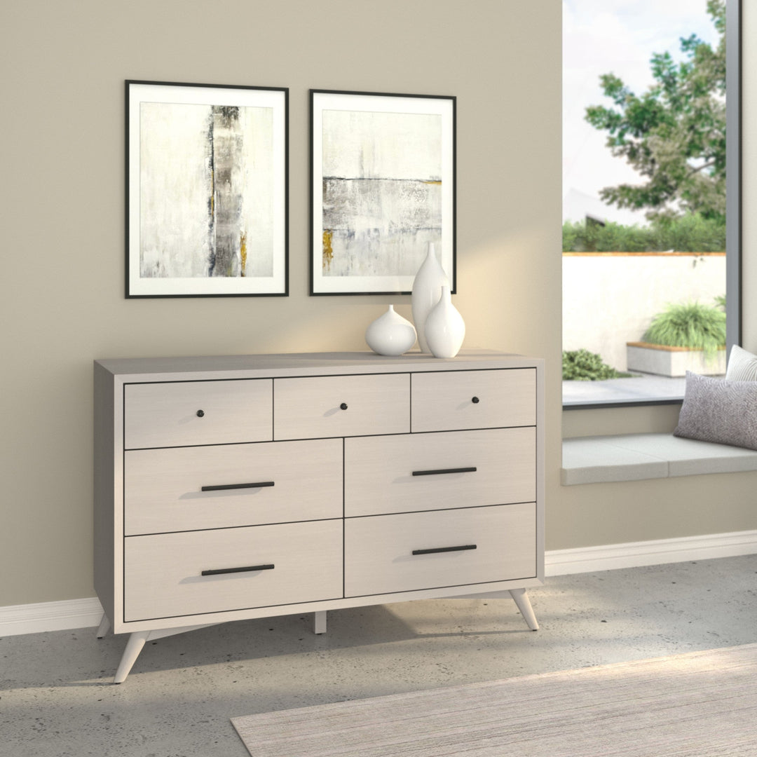 59" Gray Solid Wood Seven Drawer Double Dresser Image 1