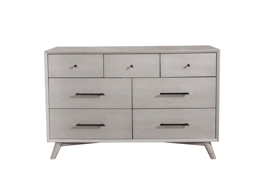 59" Gray Solid Wood Seven Drawer Double Dresser Image 2