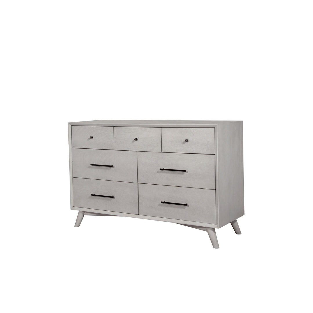 59" Gray Solid Wood Seven Drawer Double Dresser Image 3