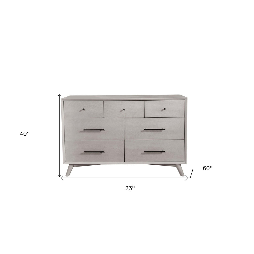 59" Gray Solid Wood Seven Drawer Double Dresser Image 10