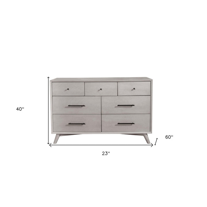 59" Gray Solid Wood Seven Drawer Double Dresser Image 10