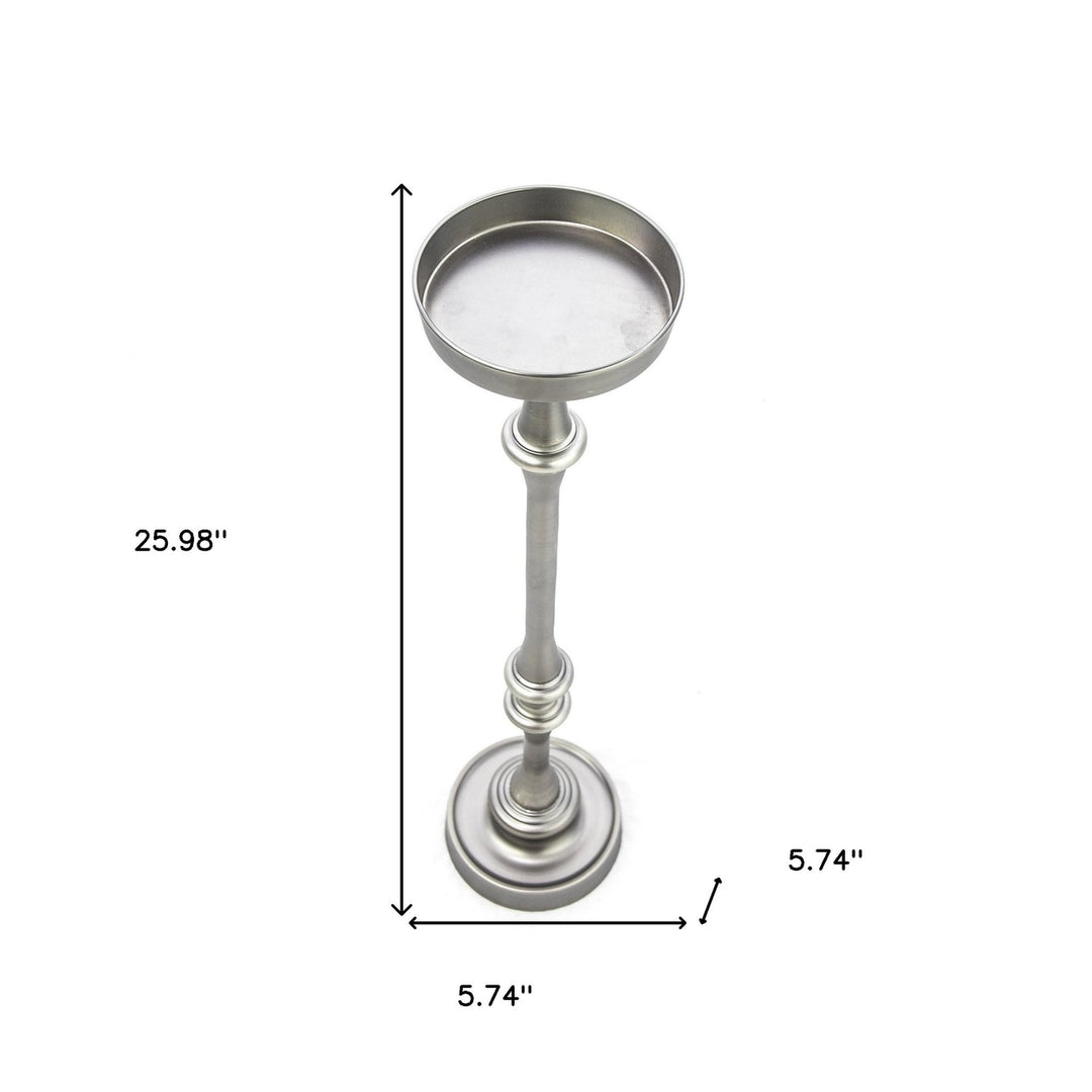 Brushed Silver Finish Drink Size Accent Table Image 7