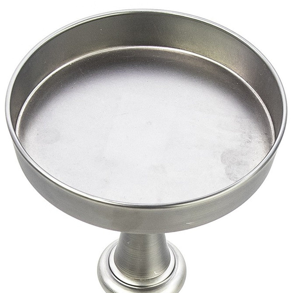 Brushed Silver Finish Drink Size Accent Table Image 9