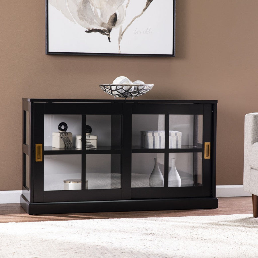 Dynasty Contemporary Black and White Low Curio Cabinet Image 1
