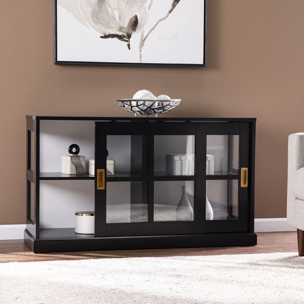 Dynasty Contemporary Black and White Low Curio Cabinet Image 2