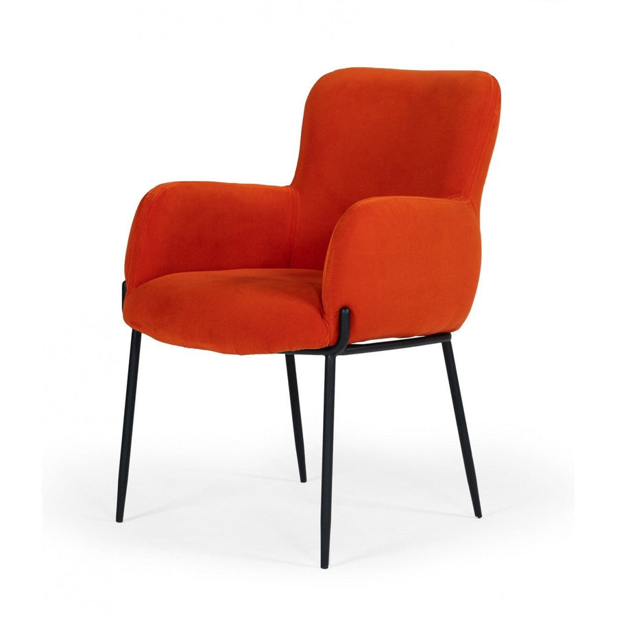 Orange Velvet Dining Chair Image 1
