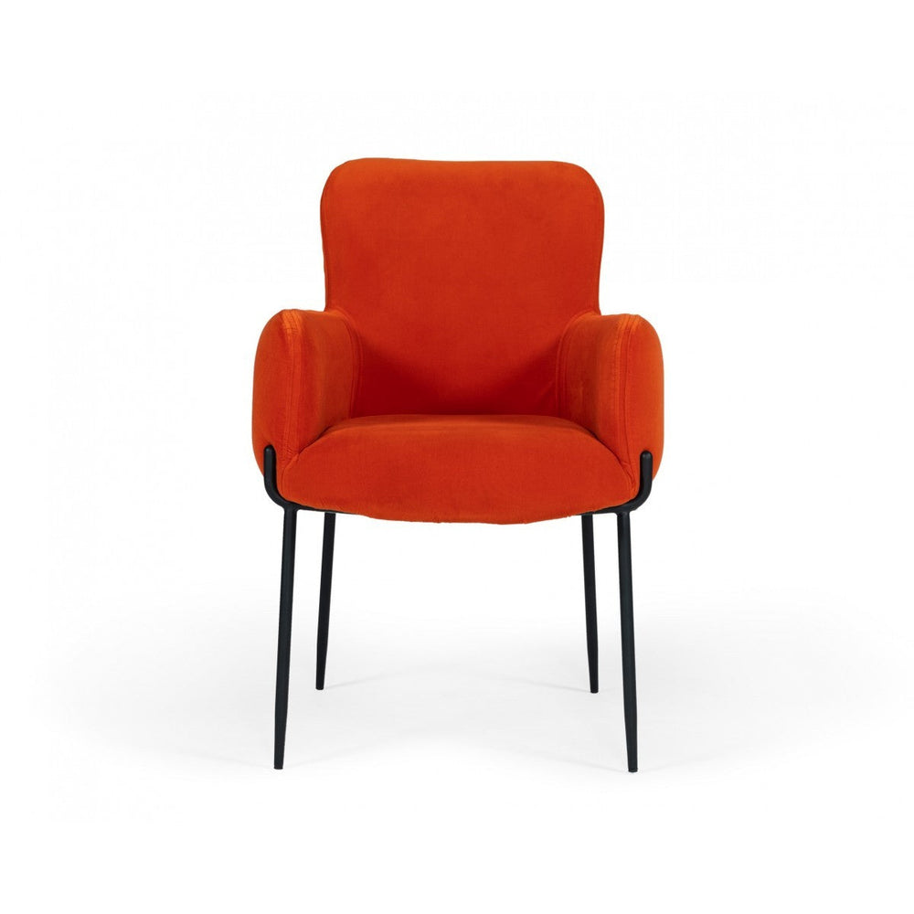 Orange Velvet Dining Chair Image 2