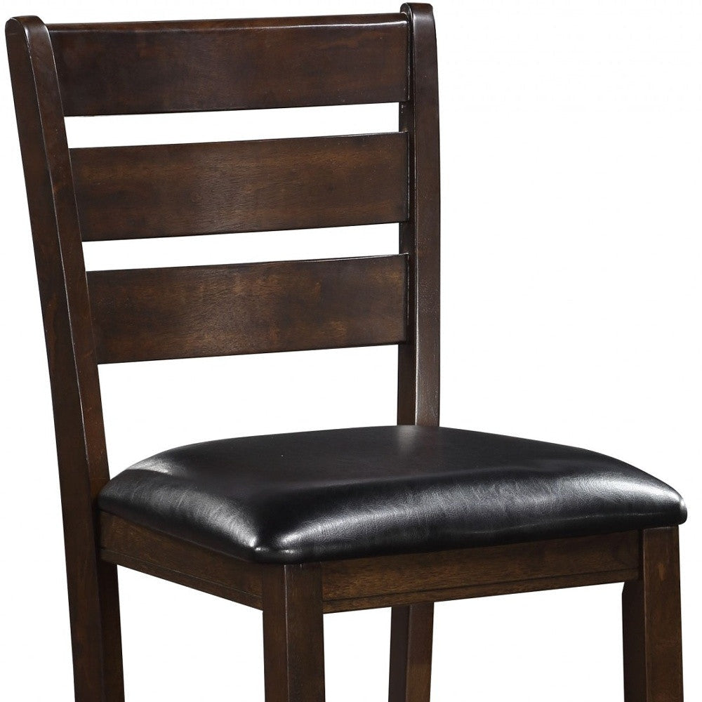 Set of Two Black And Brown Solid Wood Counter Height Bar Chairs Image 5