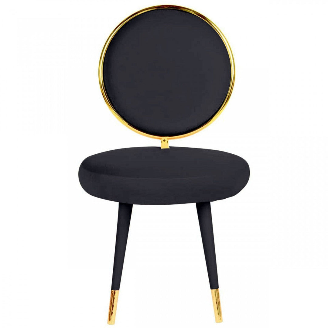 Set Of Two 21" Black Velvet And Black And Gold Solid Color Side Chair Image 3