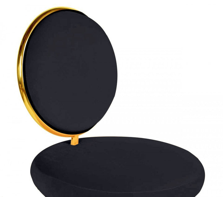 Set Of Two 21" Black Velvet And Black And Gold Solid Color Side Chair Image 4