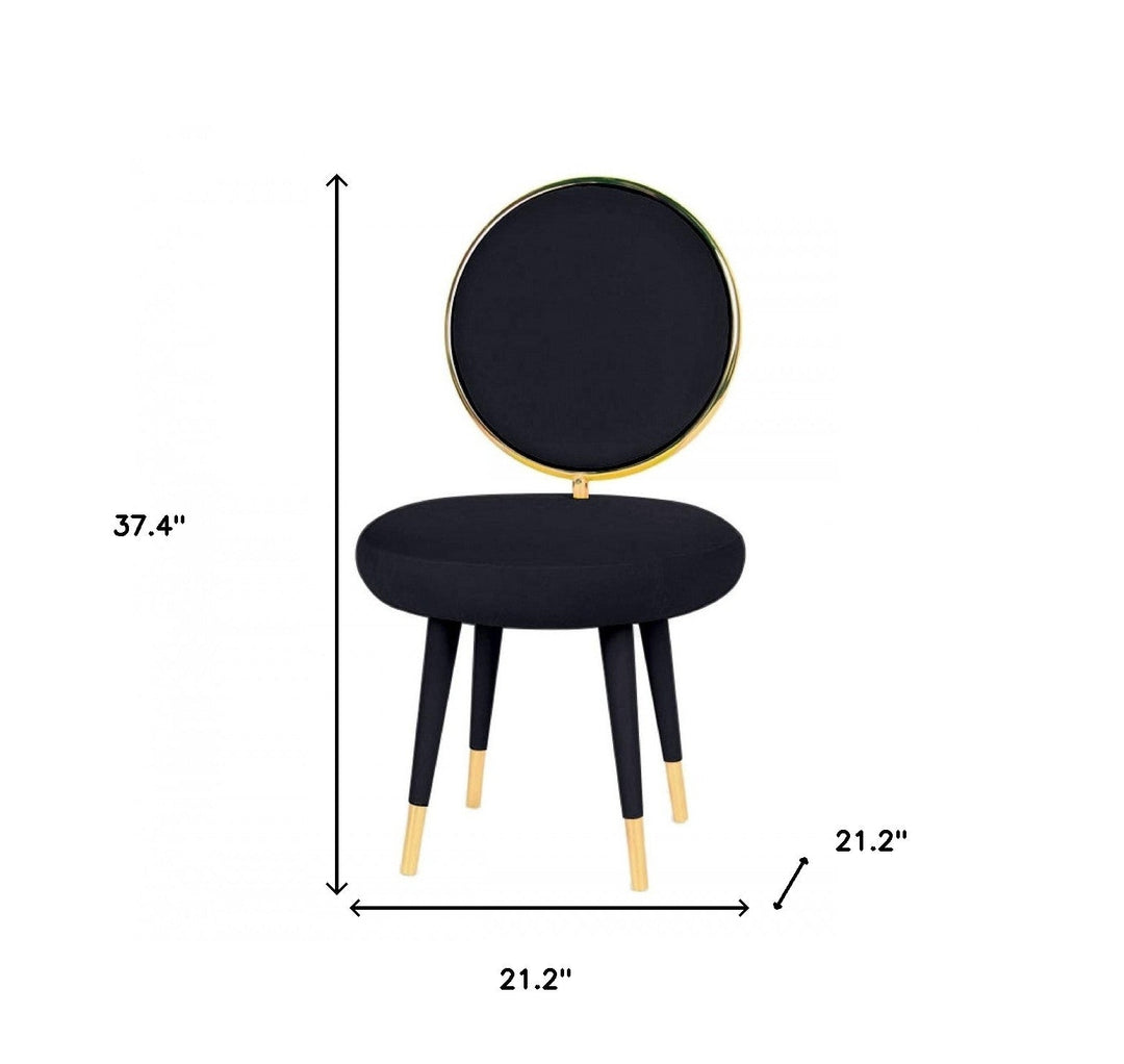 Set Of Two 21" Black Velvet And Black And Gold Solid Color Side Chair Image 5