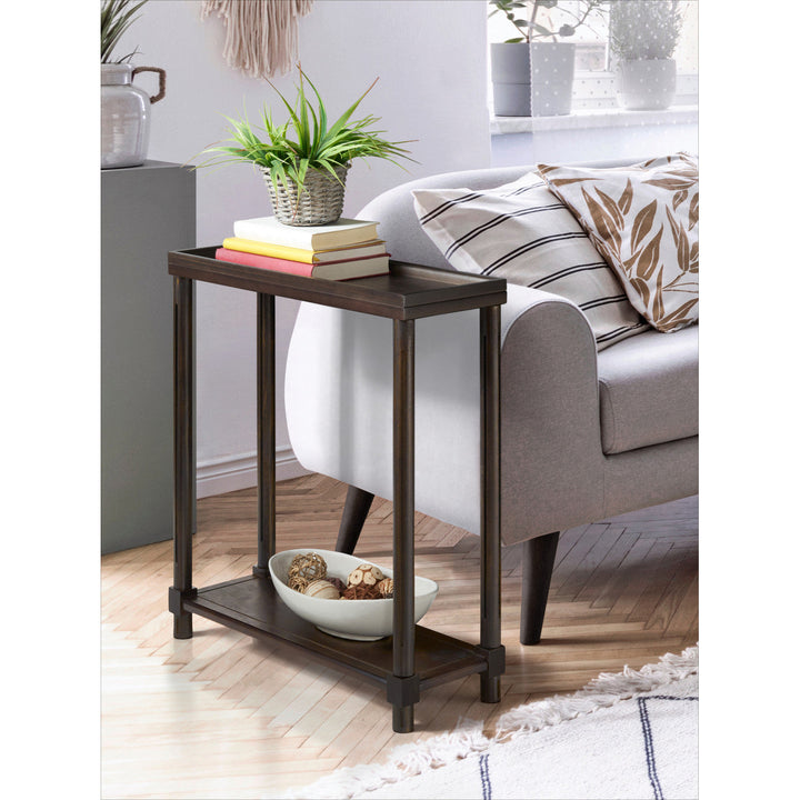 Set Of Two 22" Espresso Solid Wood End Tables With Shelf Image 3