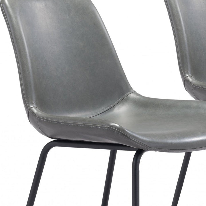 Set of Two Gray and Black Top Shelf Modern Rugged Dining Chairs Image 3