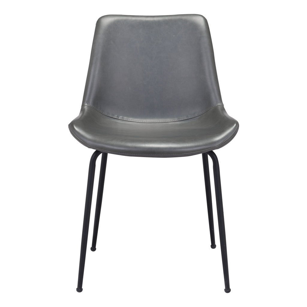 Set of Two Gray and Black Top Shelf Modern Rugged Dining Chairs Image 6