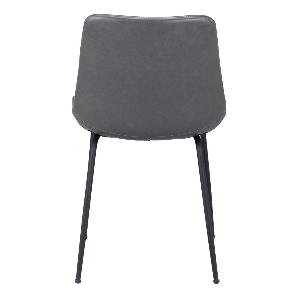 Set of Two Gray and Black Top Shelf Modern Rugged Dining Chairs Image 7