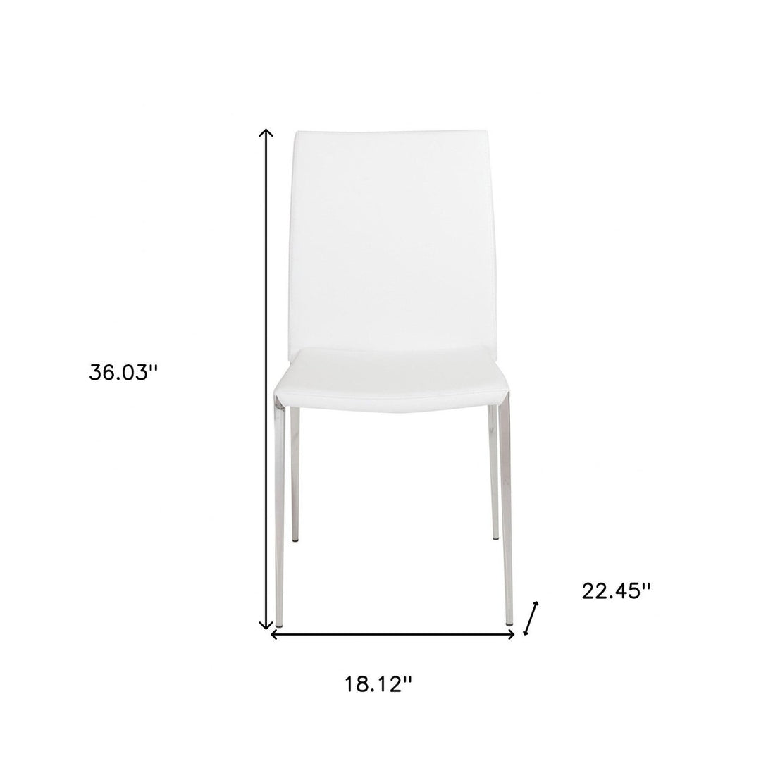 Set of Two White Faux Faux Leather Steel Stacking Chairs Image 7