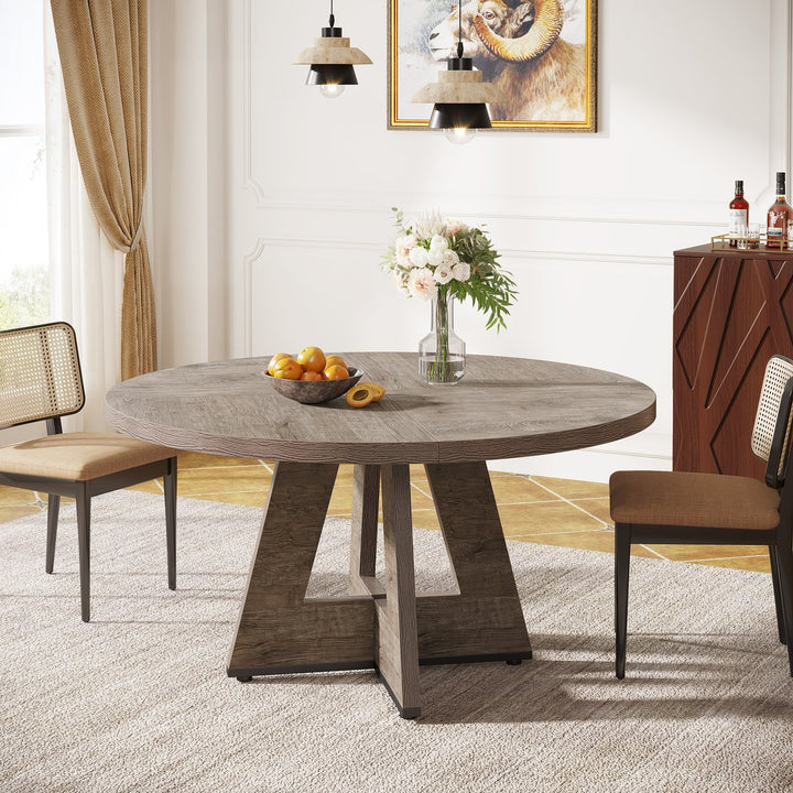 Tribesigns Round Dining Table 47 Inch Burlywood Wood Kitchen Table for 4 Image 2