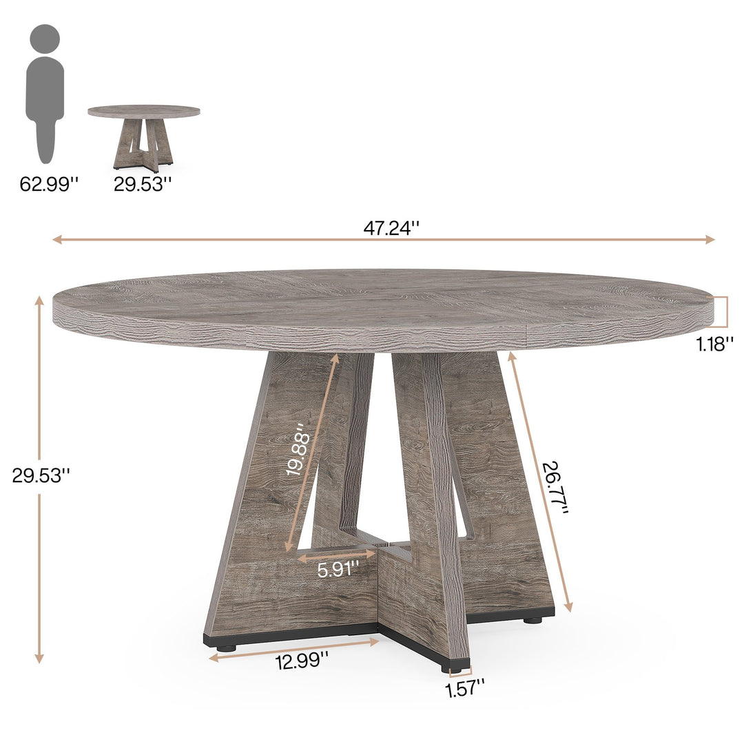 Tribesigns Round Dining Table 47 Inch Burlywood Wood Kitchen Table for 4 Image 6