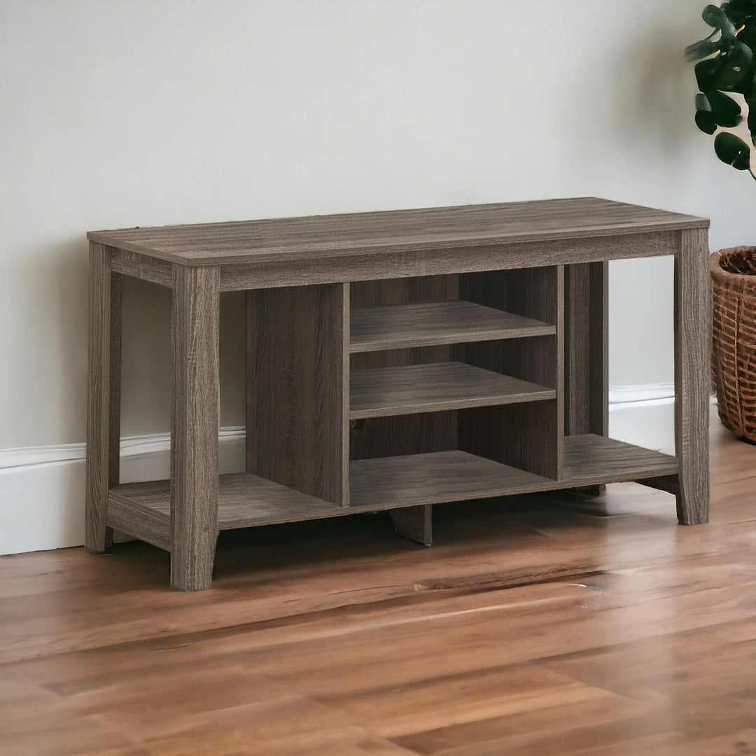 17" Deep Taupe Open Shelving TV Stand Image 12