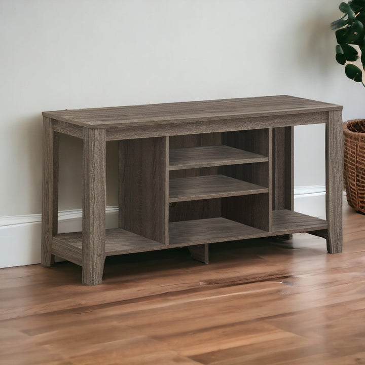 17" Deep Taupe Open Shelving TV Stand Image 1