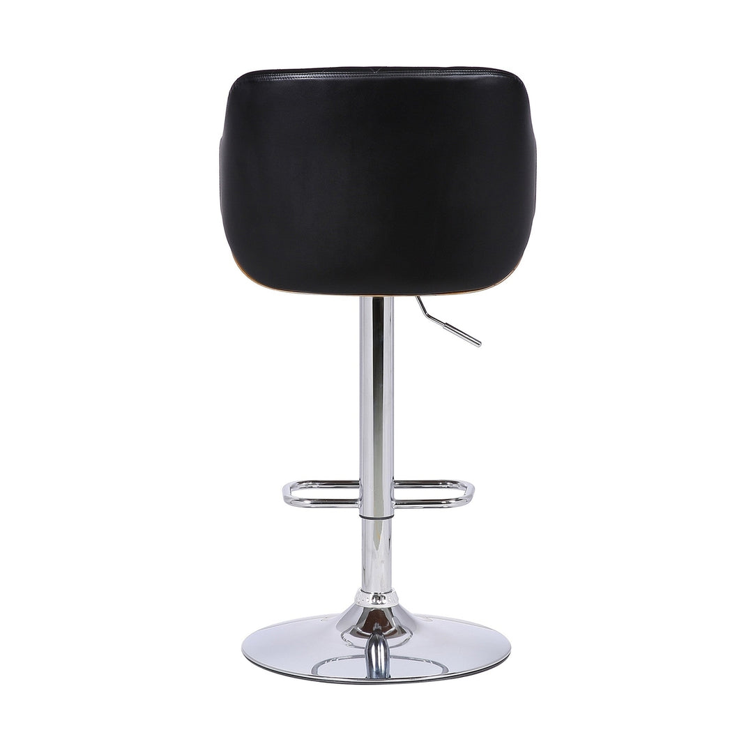 25" Black And Silver Faux Leather And Iron Swivel Low Back Adjustable Height Bar Chair Image 8