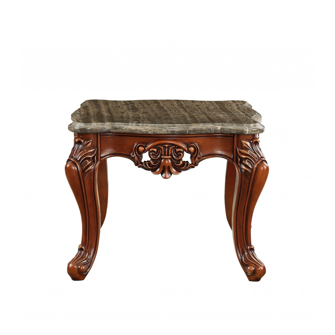 25" Walnut Faux Marble Square End Table Image 3