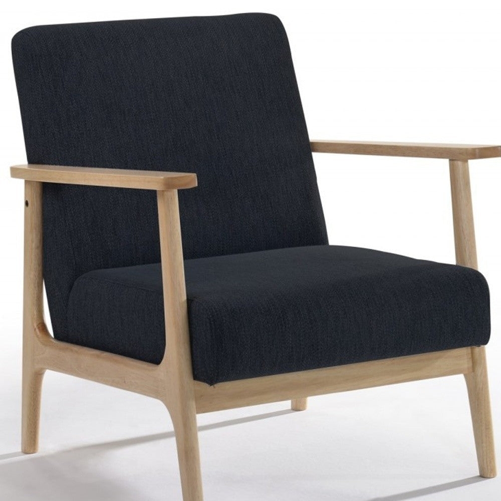 31" Black and Natural Oak Low Seat Modern Armchair Image 3