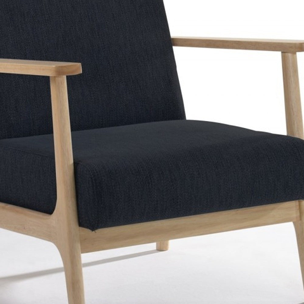 31" Black and Natural Oak Low Seat Modern Armchair Image 4