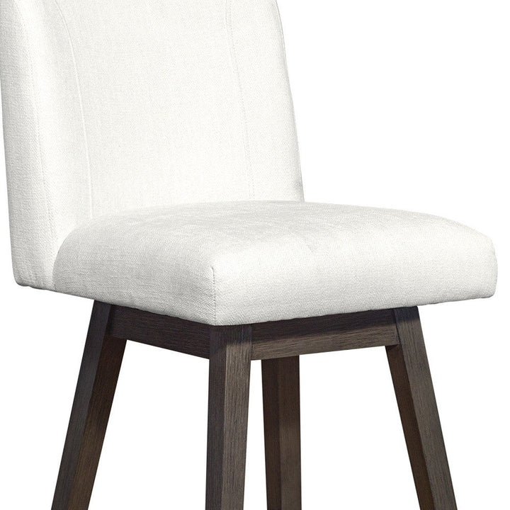 30" Pearl And Gray Upholstered And Solid Wood Swivel Bar Height Bar Chair Image 9