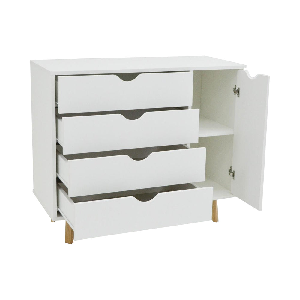 35" White Solid Wood Four Drawer Combo Dresser Image 2