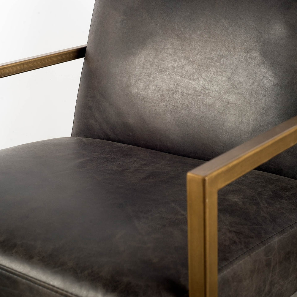 32" Black And Gold Leather Lounge Chair Image 2