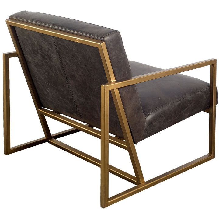 32" Black And Gold Leather Lounge Chair Image 3