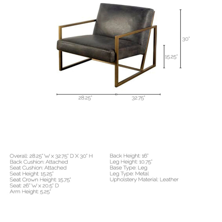 32" Black And Gold Leather Lounge Chair Image 4