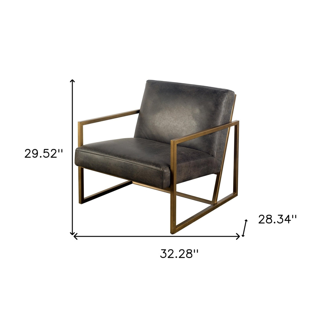 32" Black And Gold Leather Lounge Chair Image 5