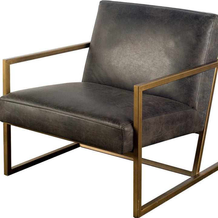 32" Black And Gold Leather Lounge Chair Image 6