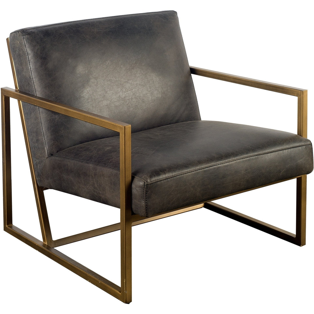 32" Black And Gold Leather Lounge Chair Image 7