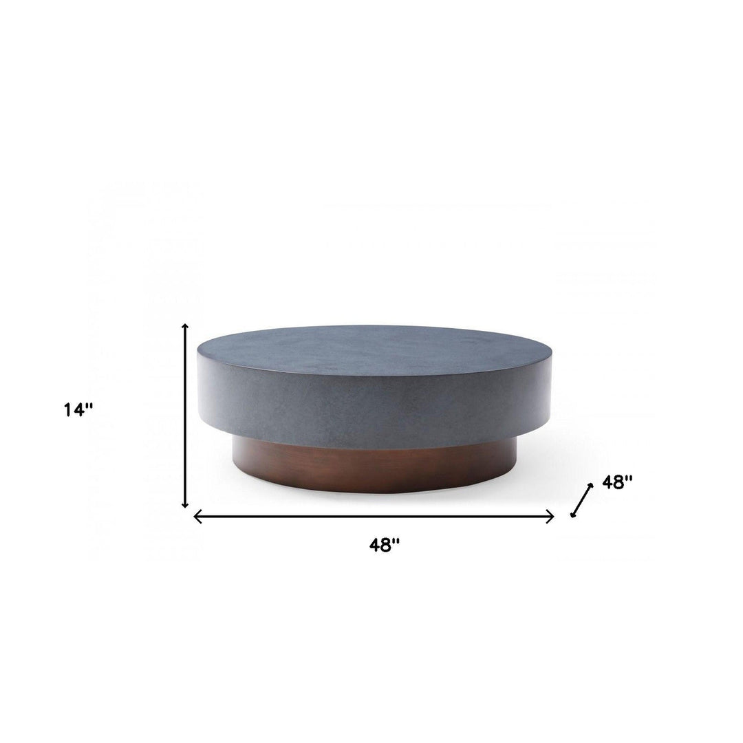 48" Antique Copper And Grey Steel Round Coffee Table Image 3