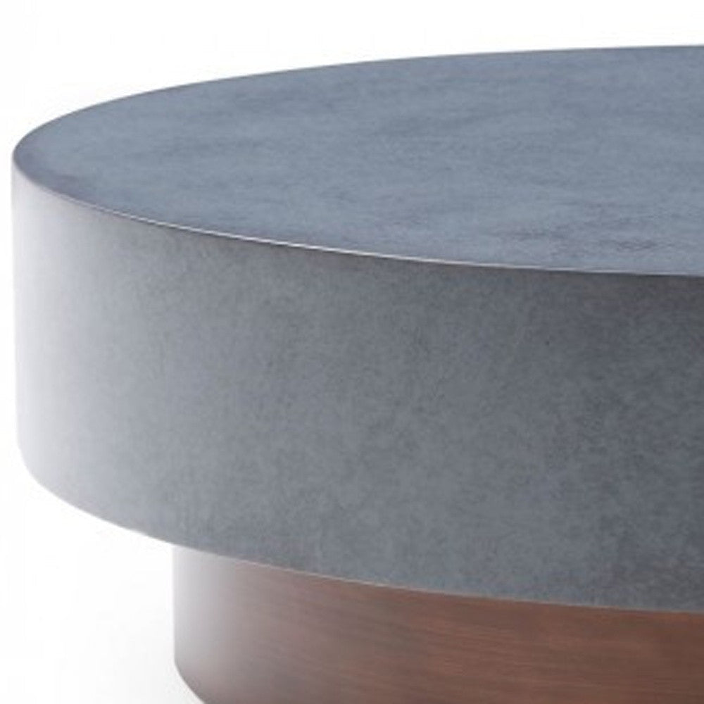 48" Antique Copper And Grey Steel Round Coffee Table Image 4