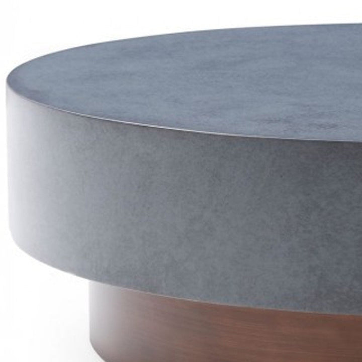 48" Antique Copper And Grey Steel Round Coffee Table Image 4