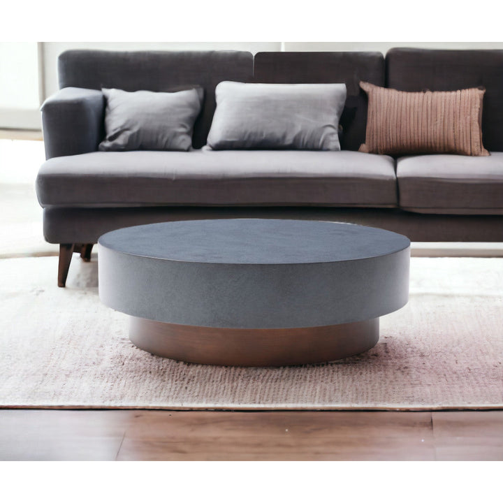 48" Antique Copper And Grey Steel Round Coffee Table Image 5