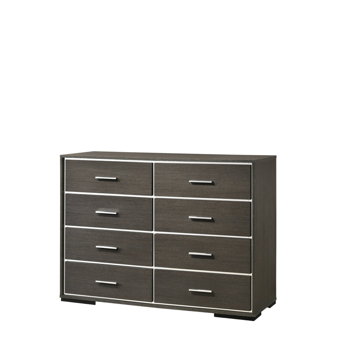 57" Gray Solid and Manufactured Wood Eight Drawer Double Dresser Image 1