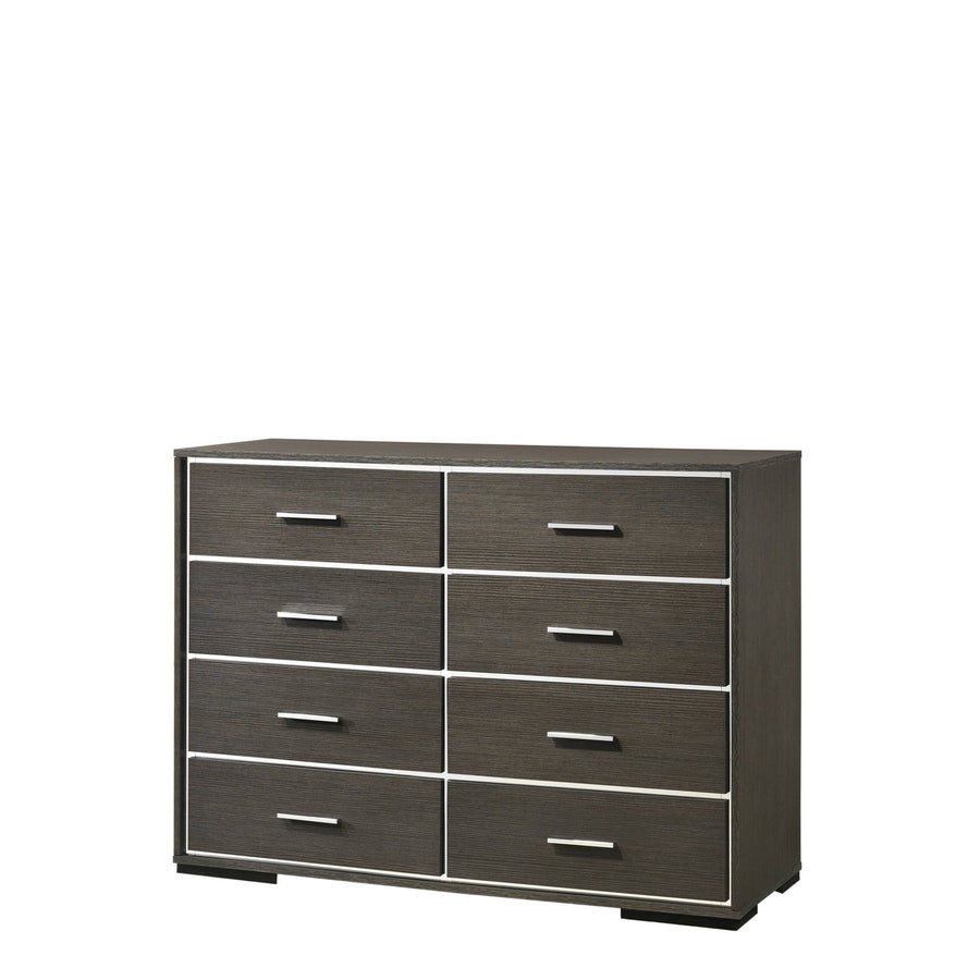 57" Gray Solid and Manufactured Wood Eight Drawer Double Dresser Image 1