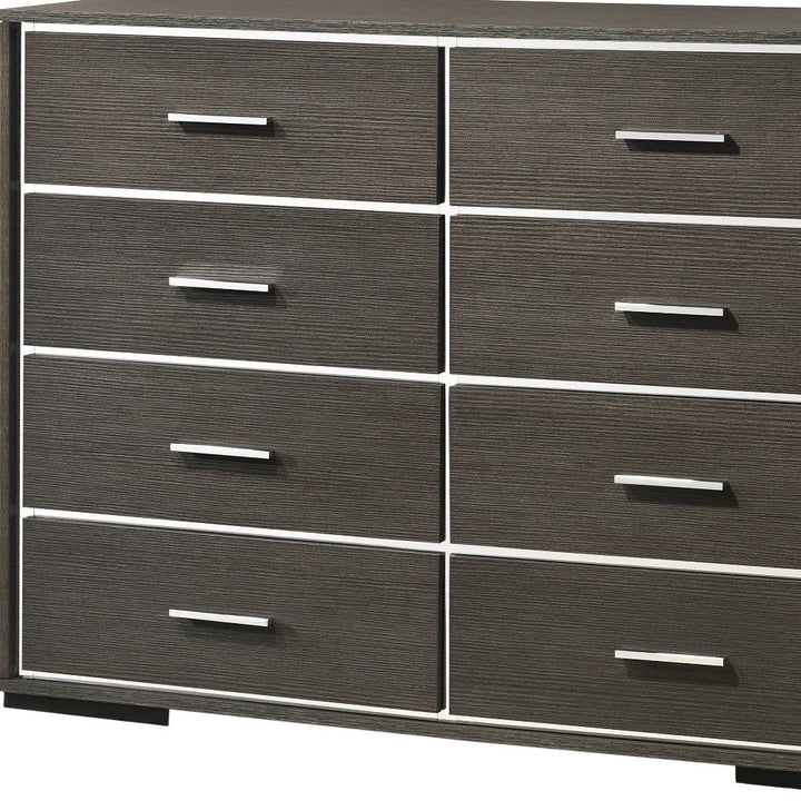 57" Gray Solid and Manufactured Wood Eight Drawer Double Dresser Image 3