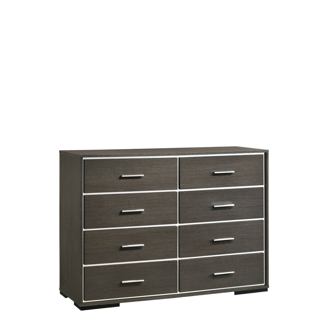 57" Gray Solid and Manufactured Wood Eight Drawer Double Dresser Image 4