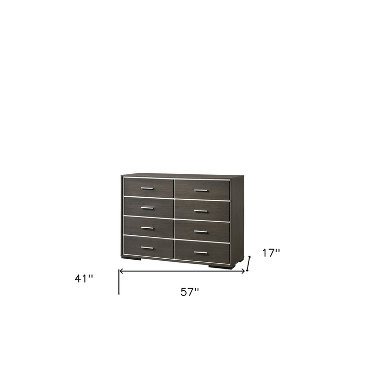 57" Gray Solid and Manufactured Wood Eight Drawer Double Dresser Image 5